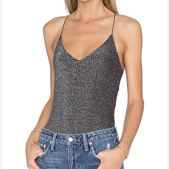 Express Black Silver/Gold Shimmer Bodysuit - Picture 1 of 10